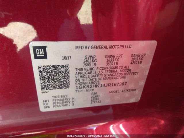 1GKS2HKJ4JR167387 GMC YUKON XL DENALI