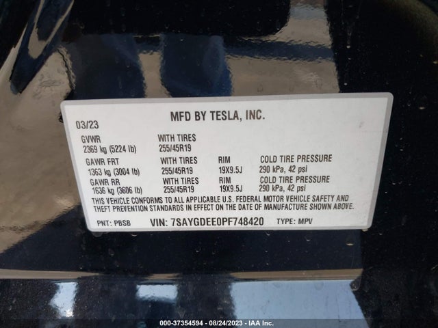 7SAYGDEE0PF748420 Tesla Model Y Long Range