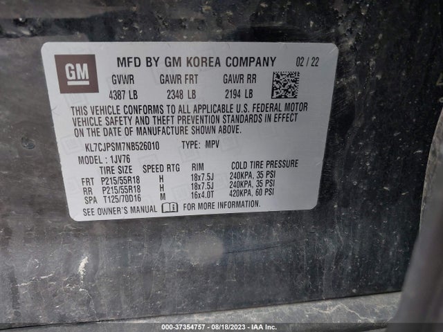 Chevrolet Trax Lt 2022 KL7CJPSM7NB526010 Image 9