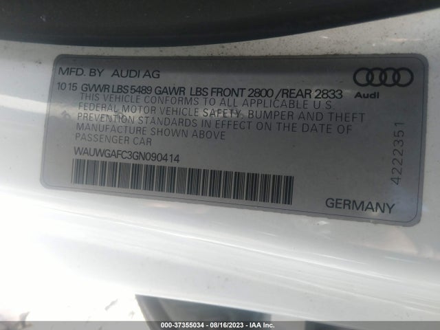 WAUWGAFC3GN090414 Audi A7 3.0 Premium Plus