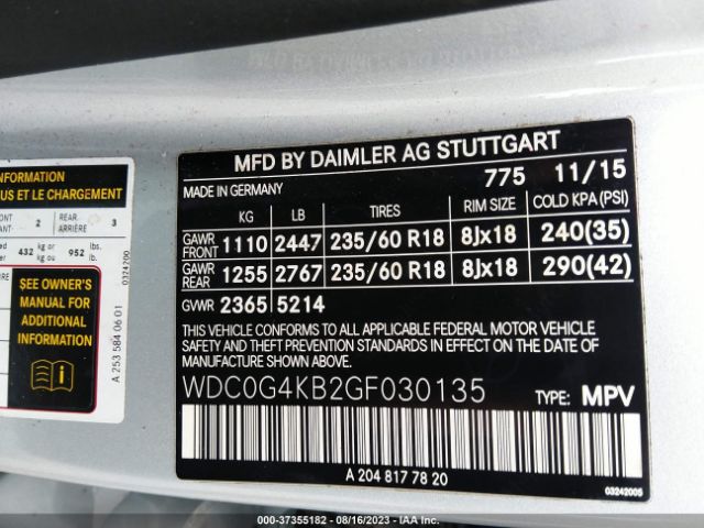 WDC0G4KB2GF030135 Mercedes-Benz Glc Glc 300