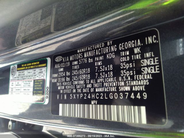 5XYP24HC2LG037449 KIA Telluride Lx