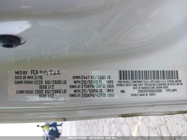 ZFBERFBT8G6C13698 RAM Promaster City Cargo Van Tradesman Slt