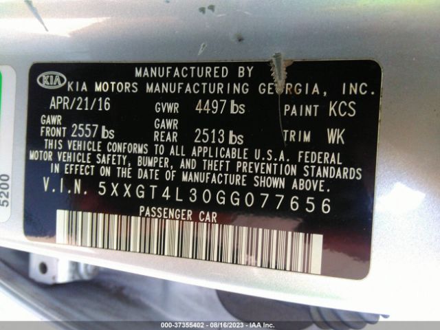 5XXGT4L30GG077656 KIA Optima Lx