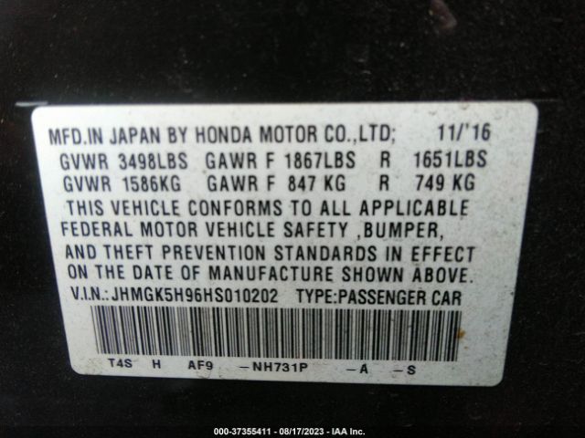 JHMGK5H96HS010202 Honda Fit Ex-l