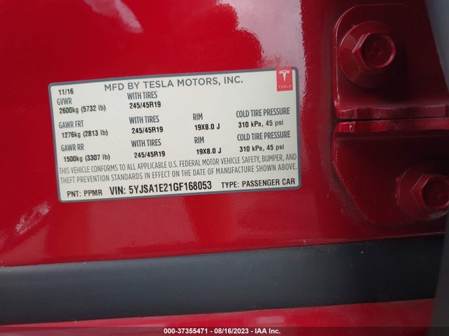 5YJSA1E21GF168053 Tesla Model S 90d/70d/75d/60d/85d