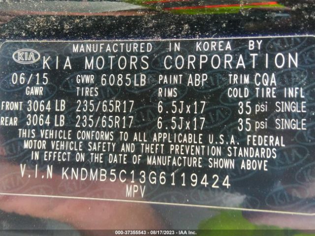 KNDMB5C13G6119424 KIA SEDONA LX