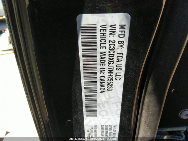 2022 DODGE CHARGER SCAT PACK VIN: 2C3CDXGJ7NH256233