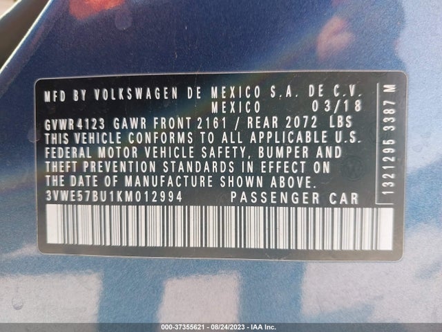 3VWE57BU1KM012994 Volkswagen JETTA SEL