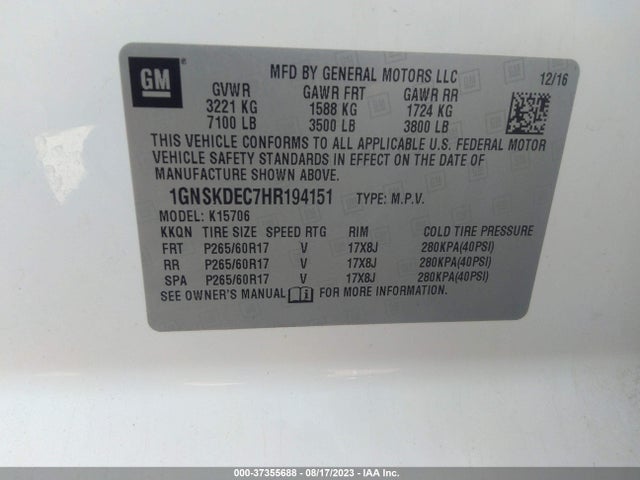 Chevrolet Tahoe Commercial 2017 1GNSKDEC7HR194151 Image 9