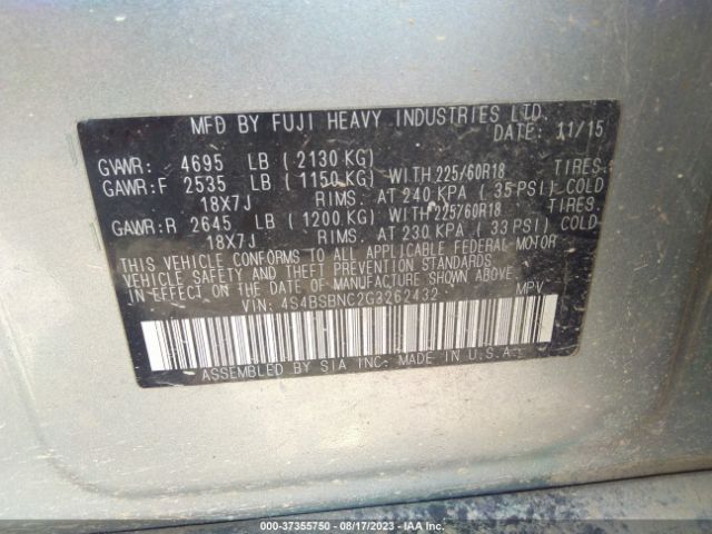 4S4BSBNC2G3262432 Subaru Outback 2.5i Limited