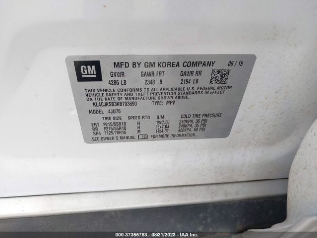 KL4CJASB3KB703690 Buick Encore Preferred