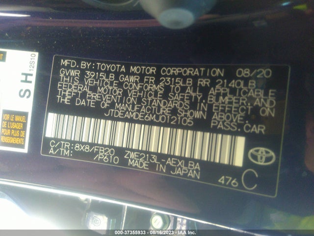 Toyota Corolla Hybrid Le 2021 JTDEAMDE6MJ012105 Image 9