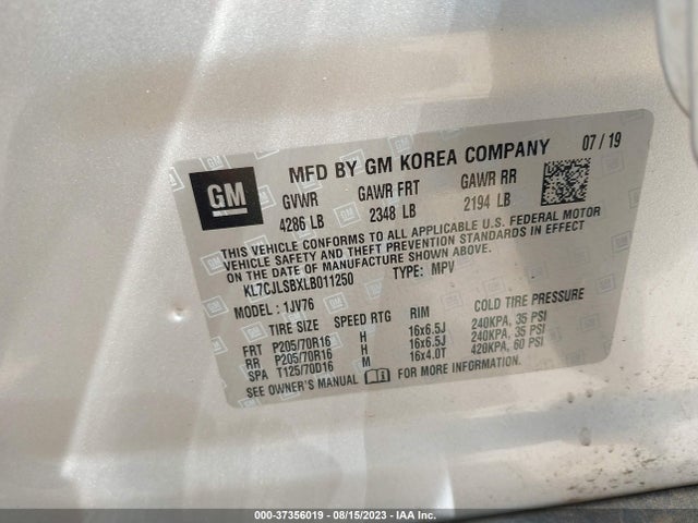 Chevrolet Trax Lt 2020 KL7CJLSBXLB011250 Image 9