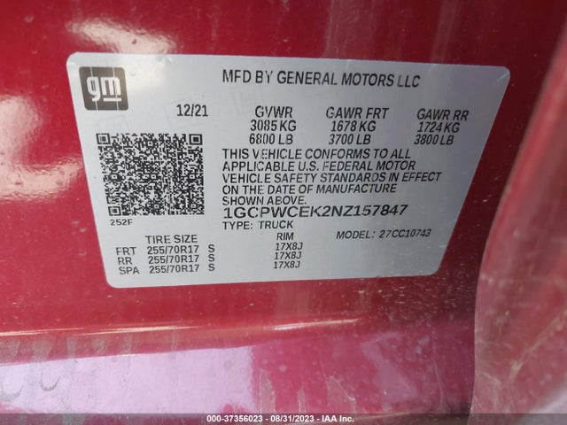 Chevrolet Silverado 1500 Ltd Lt 2022 1GCPWCEK2NZ157847 Image 9