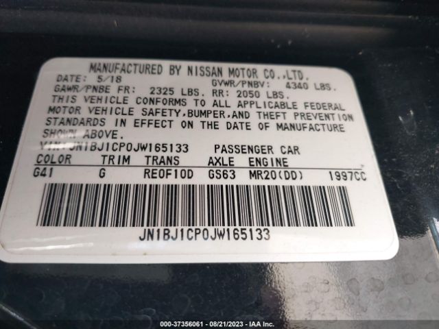 JN1BJ1CP0JW165133 Nissan Rogue Sport S/sv/sl