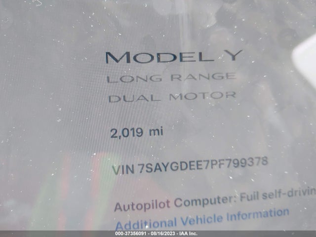 7SAYGDEE7PF799378 Tesla Model Y Long Range