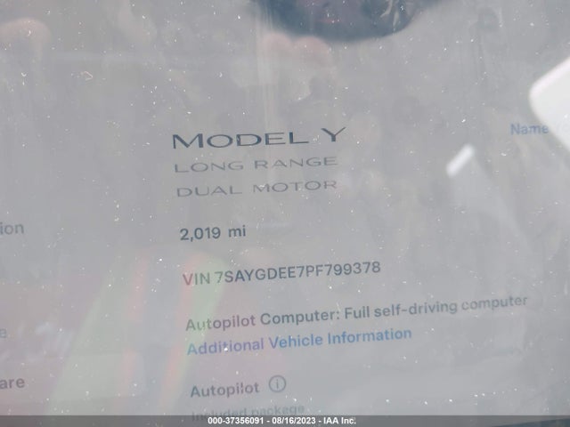 7SAYGDEE7PF799378 Tesla Model Y Long Range