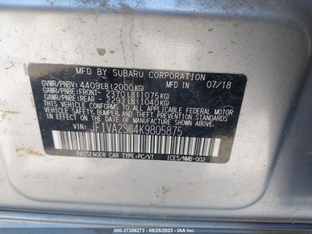 JF1VA2S64K9805875 Subaru Wrx Sti