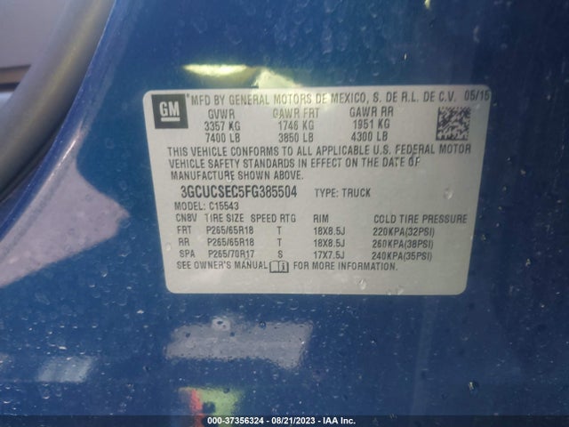 Chevrolet Silverado 1500 Ltz 2015 3GCUCSEC5FG385504 Image 9