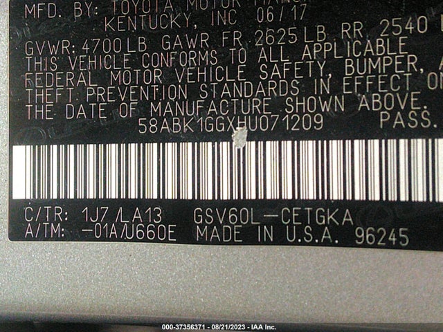58ABK1GGXHU071209 Lexus Es Es 350