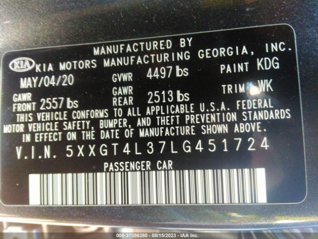 5XXGT4L37LG451724 KIA Optima Lx
