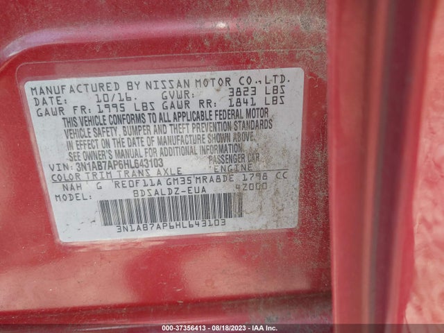 Nissan SENTRA SV 2017 3N1AB7AP6HL643103 Image 15