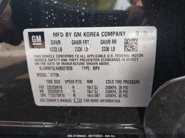 2022 BUICK ENCORE GX ESSENCE VIN: KL4MMFSL6NB027838