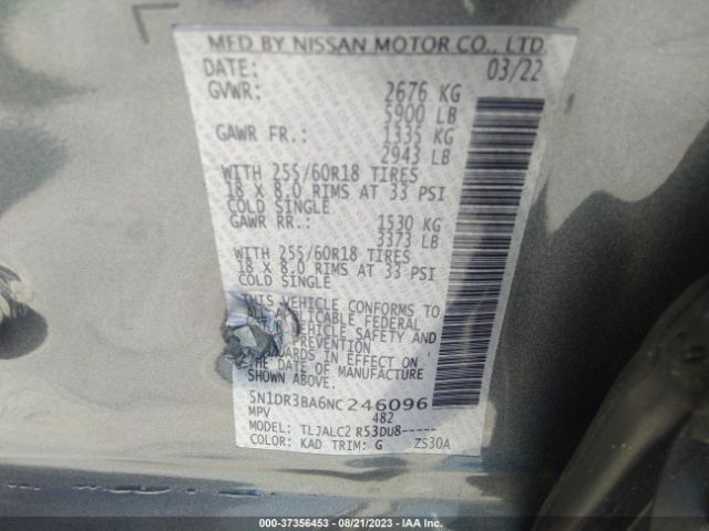 5N1DR3BA6NC246096 Nissan Pathfinder Sv