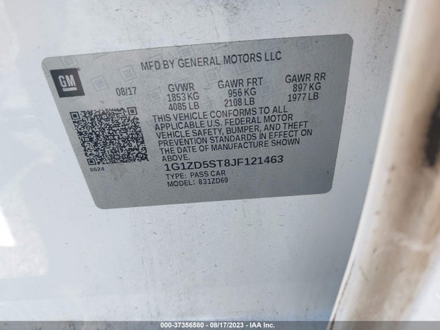Chevrolet MALIBU LT 2018 1G1ZD5ST8JF121463 Image 9