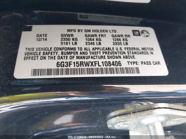 2015 Chevrolet SS, VIN: 6G3F15RWXFL108406