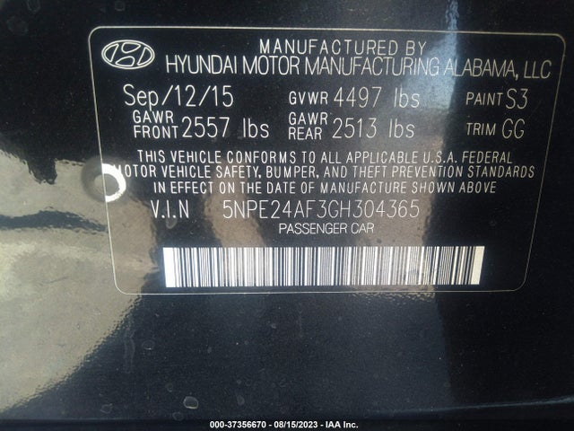 Hyundai SONATA SE 2016 5NPE24AF3GH304365 Image 9