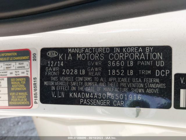 KNADM4A30F6501916 KIA RIO LX