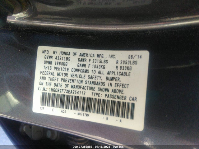 Honda Accord Sedan Ex 2014 1HGCR2F7XEA254112 Image 16