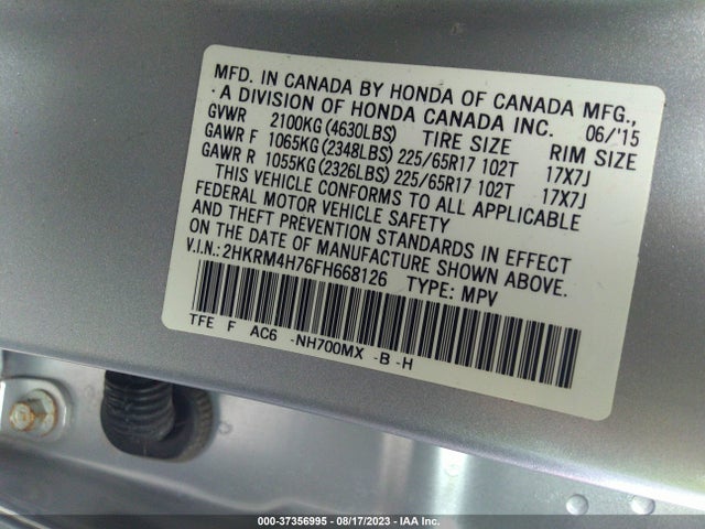 Honda Cr-v Ex-l 2015 2HKRM4H76FH668126 Image 9