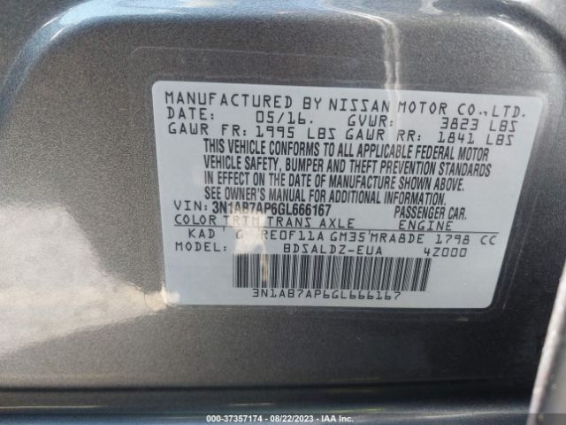 3N1AB7AP6GL666167 Nissan Sentra Sr/sl/s/sv/fe+ S