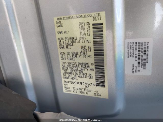 5N1AT3BA7MC829974 Nissan ROGUE SV