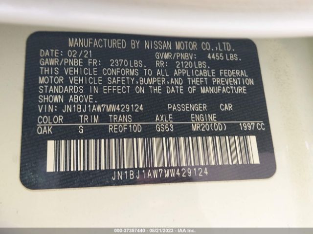 JN1BJ1AW7MW429124 Nissan Rogue Sport S