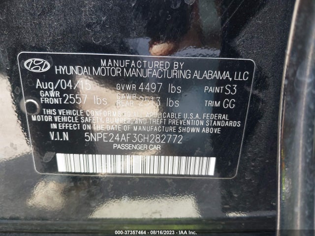 Hyundai Sonata 2.4l Se 2016 5NPE24AF3GH282772 Image 9