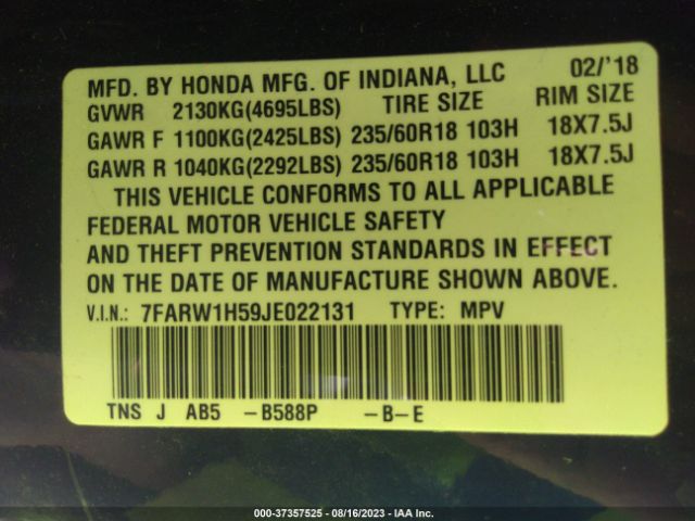 7FARW1H59JE022131 Honda CR-V EX