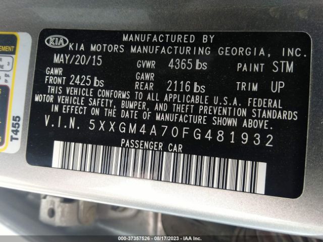 5XXGM4A70FG481932 KIA Optima Lx