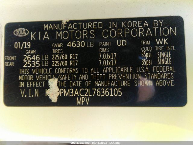 KNDPM3AC2L7636105 KIA Sportage Lx