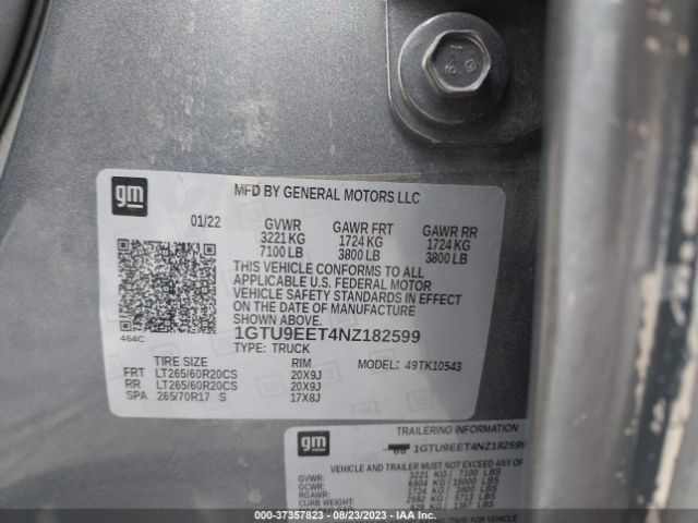 1GTU9EET4NZ182599 GMC Sierra 1500 Limited At4