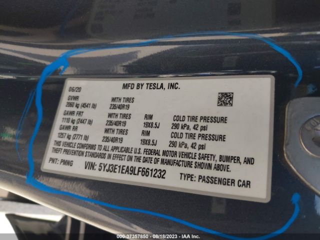 5YJ3E1EA9LF661232 Tesla Model 3 Standard Range