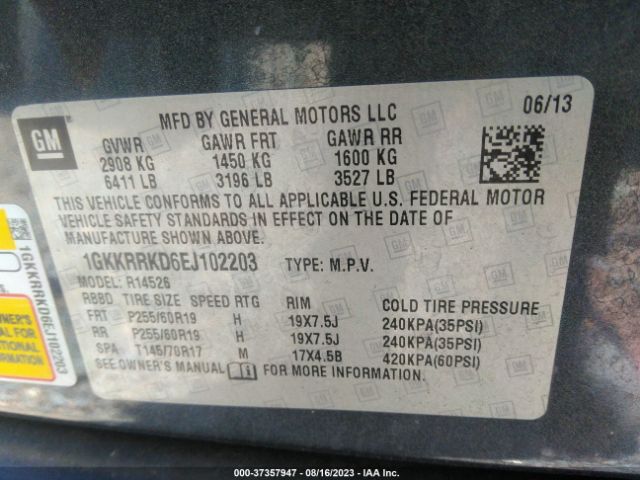 1GKKRRKD6EJ102203 GMC ACADIA SLT