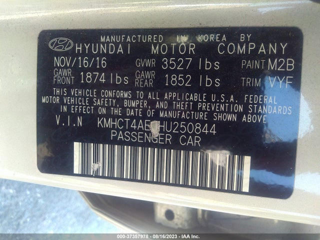 Hyundai ACCENT SE 2017 KMHCT4AE9HU250844 Image 9