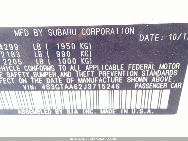 Subaru Impreza 2018 4S3GTAA62J3715246 Image 16