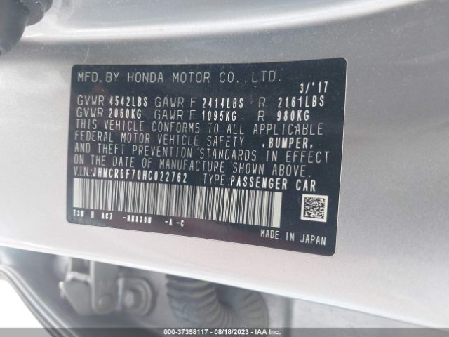 JHMCR6F70HC022762 Honda Accord Hybrid Touring