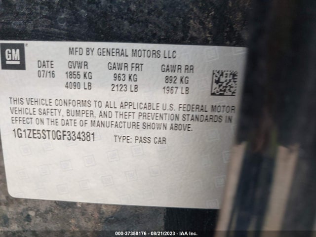 Chevrolet MALIBU LT 2016 1G1ZE5ST0GF334381 Image 9