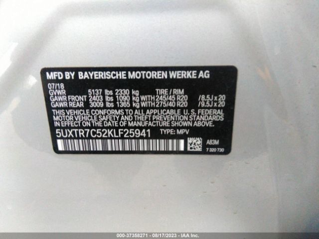 5UXTR7C52KLF25941 BMW X3 Sdrive30i